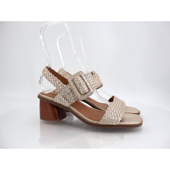 GENTLE SOULS Madylyn Woven Leather Heel Sandal Size 9.5 Leather Block Heel - Picture 1 of 16